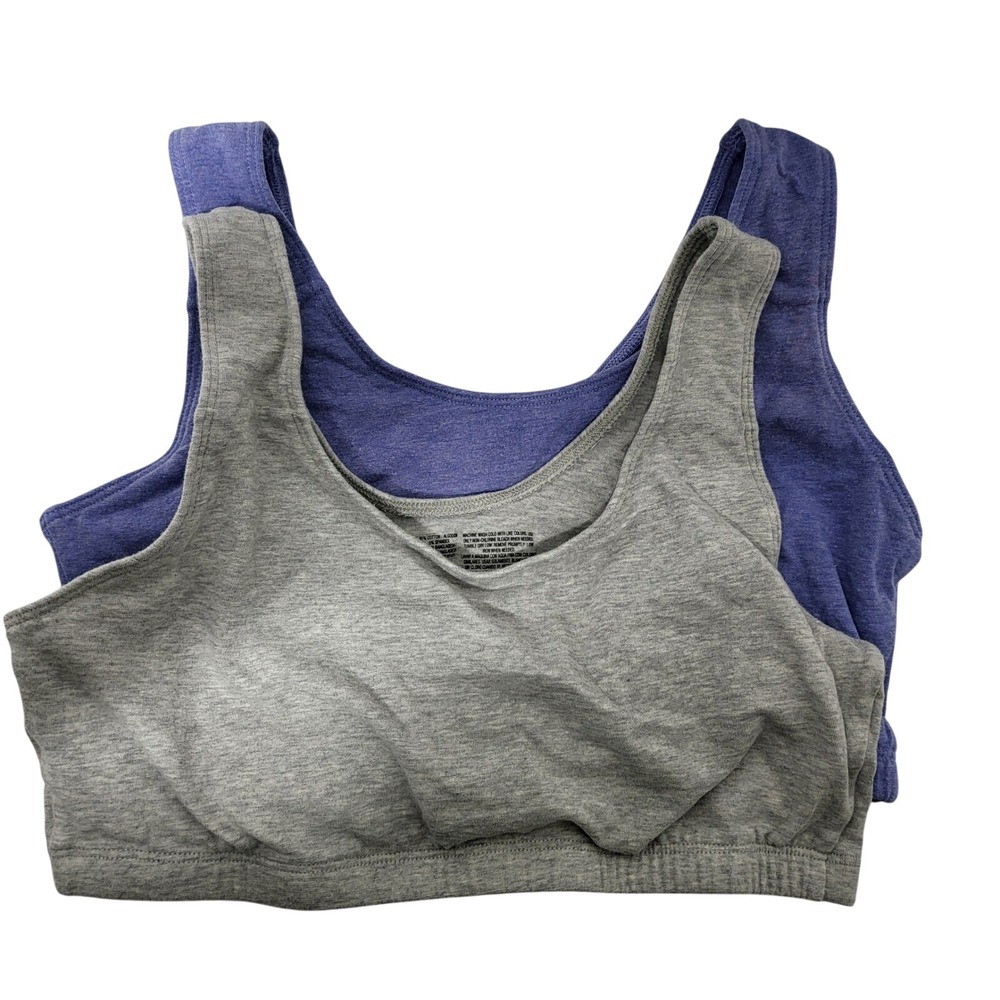 Fruit of the Loom Womens Sports Bra Size 36 Blue Grey Comfort Stretch